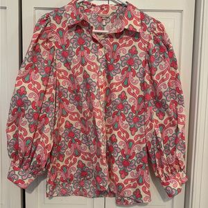 Pink Business Casual Long Sleeve Lightweight Floral Shirt